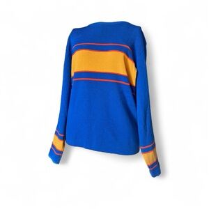 Vintage Meister Blue and Yellow-Gold Striped Sweater